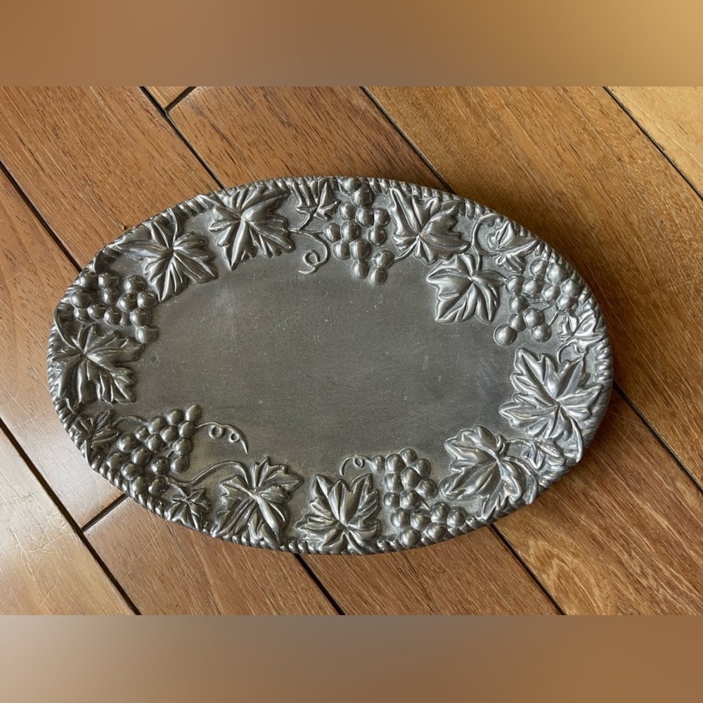Vintage Lenox Grape Leaves Design Silver Oval Platter